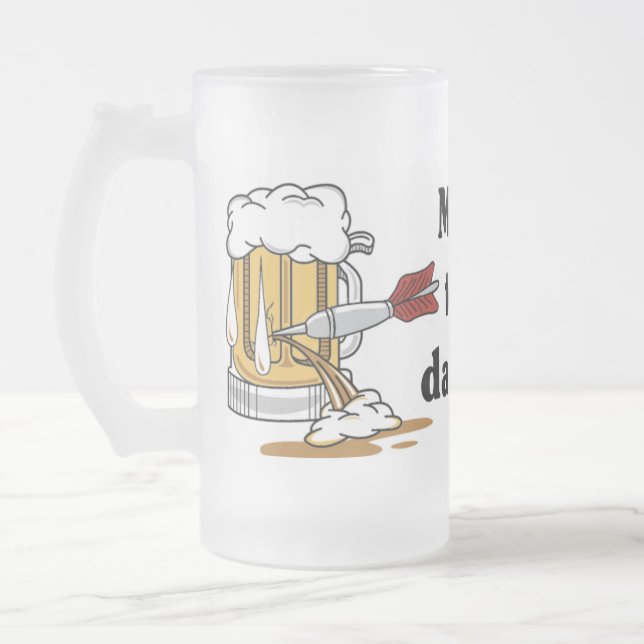 Darts Team Frosted Glass Beer Mug (Left)