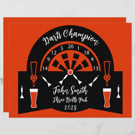  Darts Winner Prize (Front/Back)