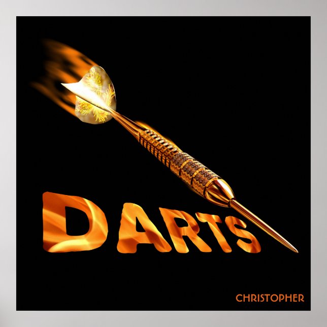 Darts With Golden Dart In Flames With Stylish Text Poster (Front)