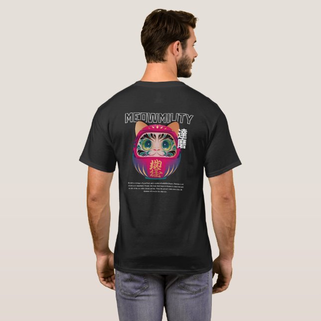 Daruma Cat Jepang Meowmility T-Shirt (Back Full)