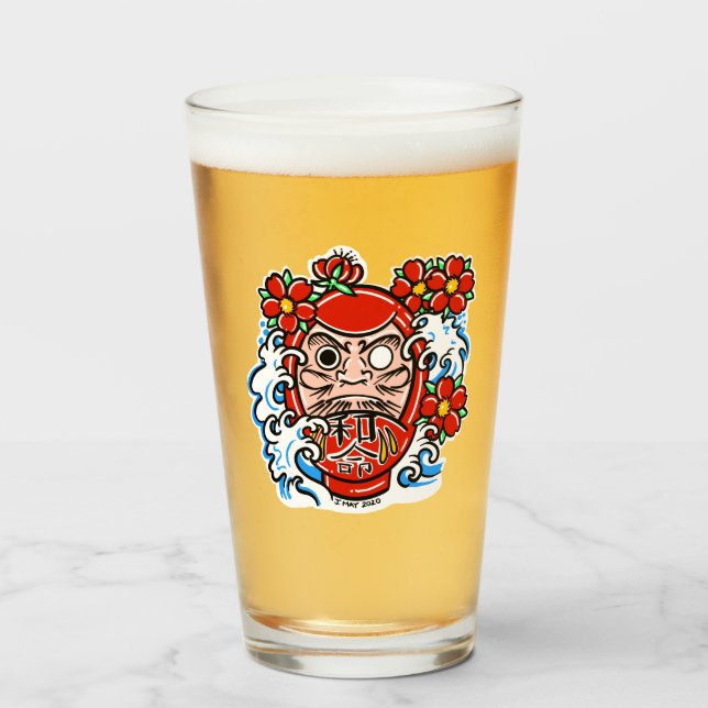 DARUMA DOLL Craft Beer Pint Glass (Front Filled)
