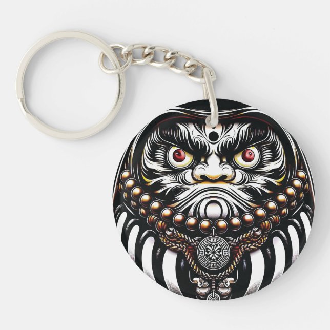 Daruma Doll Japanese Art Keychain (Front)