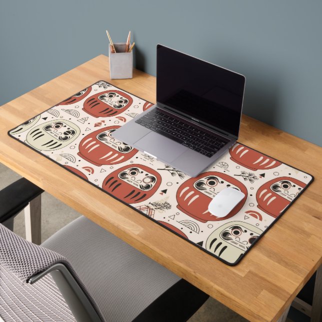 Daruma Doll Minimalist - Japandi Good Luck Desk Mat (Office 2)