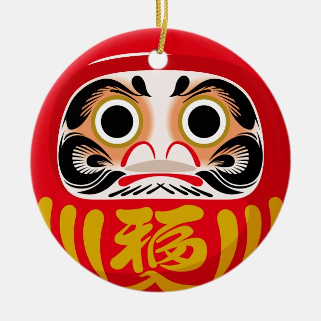 Daruma doll (traditional Japanese good luck charm) Ceramic Ornament (Front)
