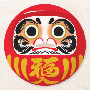 Daruma doll (traditional Japanese good luck charm) Round Paper Coaster