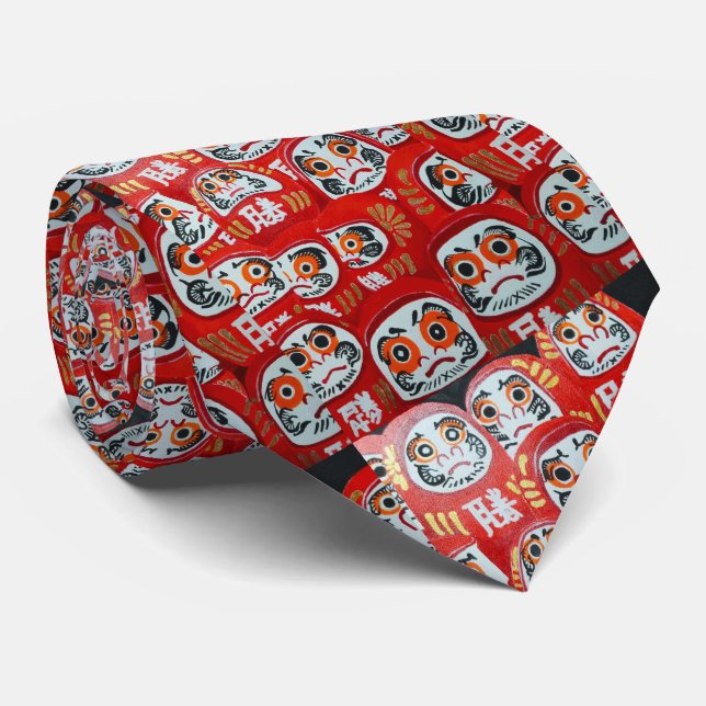 Daruma Dolls Painting by Alfred Fox Neck Tie (Rolled)