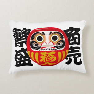 Daruma for Business Success and Prosperity Accent Pillow