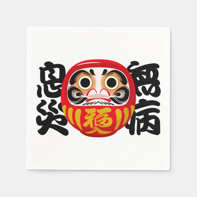 Daruma for Health, Wellness & Protection Napkins (Front)