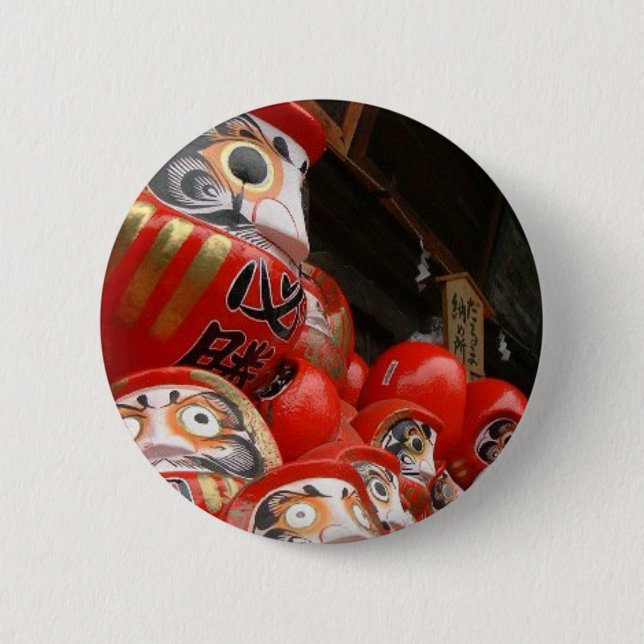 Daruma San Japanese Good Luck Dolls Button (Front)