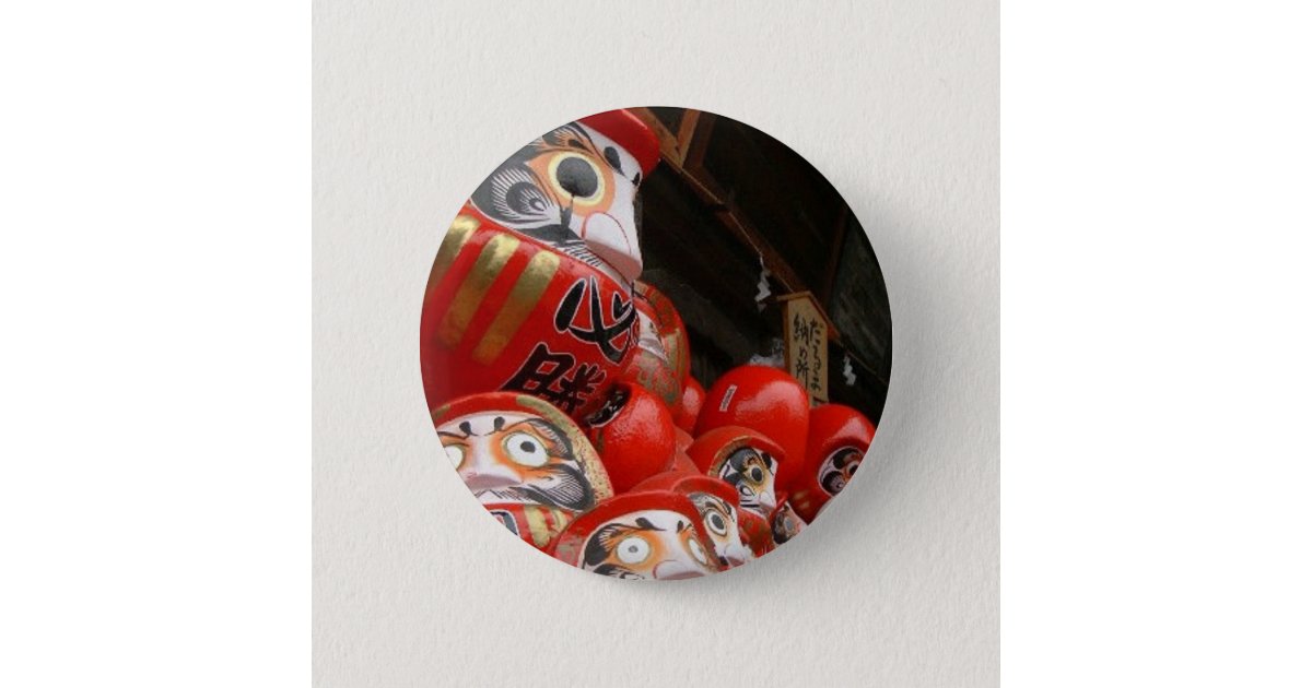 Daruma San Japanese Good Luck Dolls Button | Zazzle