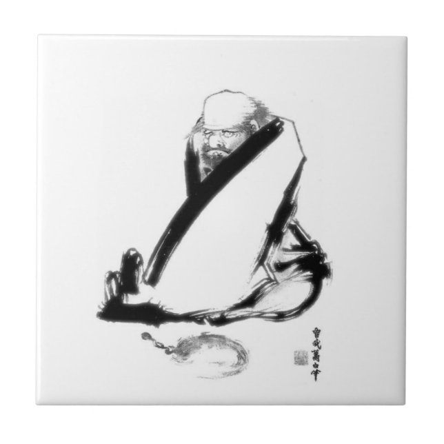 Daruma zen meditation ceramic tile (Front)