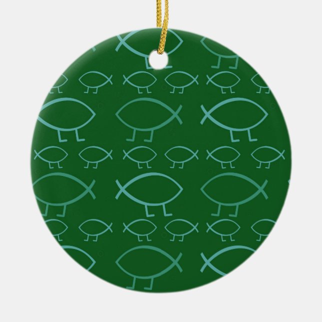 Darwin Fish Ceramic Ornament (Front)