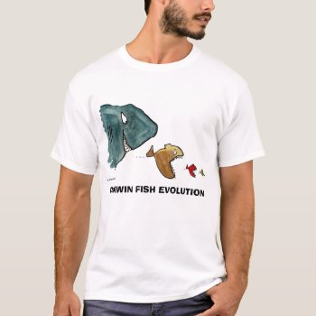 Darwin Fish Evolution Tshit T-shirt by funny_tshirt at Zazzle