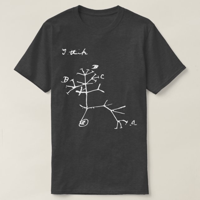 Darwin I Think Tree White T-Shirt (Design Front)