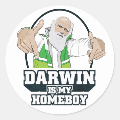 Darwin Is My Homeboy Full Color Classic Round Sticker