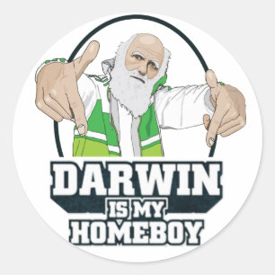 Darwin Is My Homeboy (Full Color) Classic Round Sticker