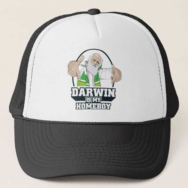 Darwin Is My Homeboy (Full Color) Trucker Hat (Front)