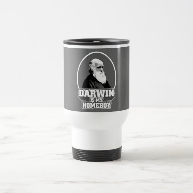 Darwin Is My Homeboy Travel Mug (Center)