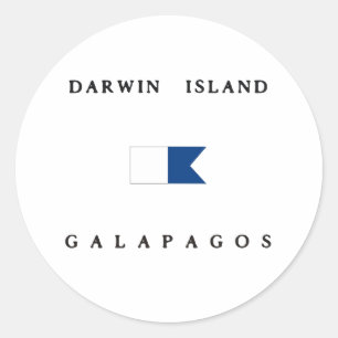 Darwin Island Galapagos Alpha Dive Flag Classic Round Sticker