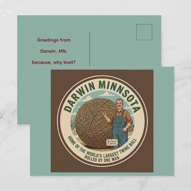 Darwin, Minnesota Twine Ball Souvenir Postcard (Front/Back)