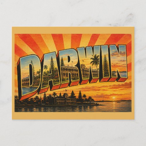 Darwin NT Australia Tropical Harbour City Vintage Postcard