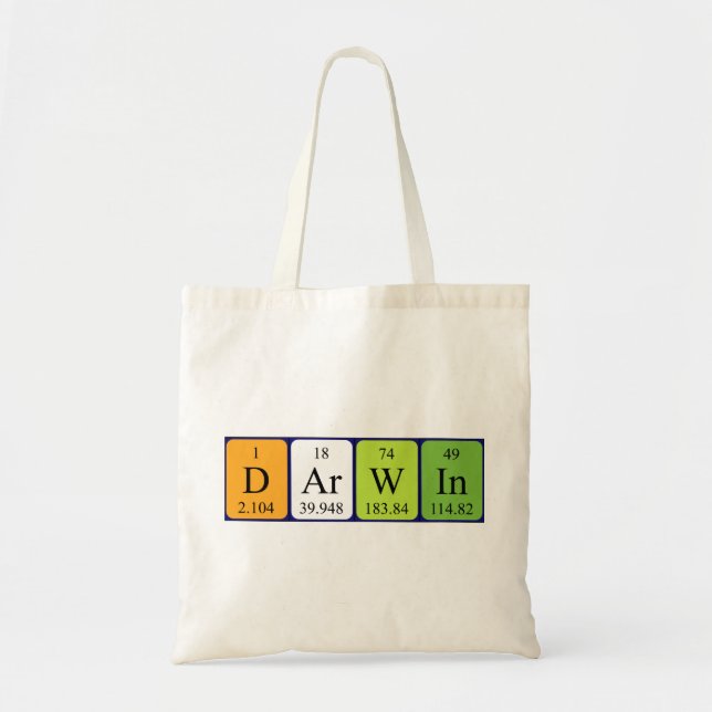 Darwin periodic table name tote bag (Front)