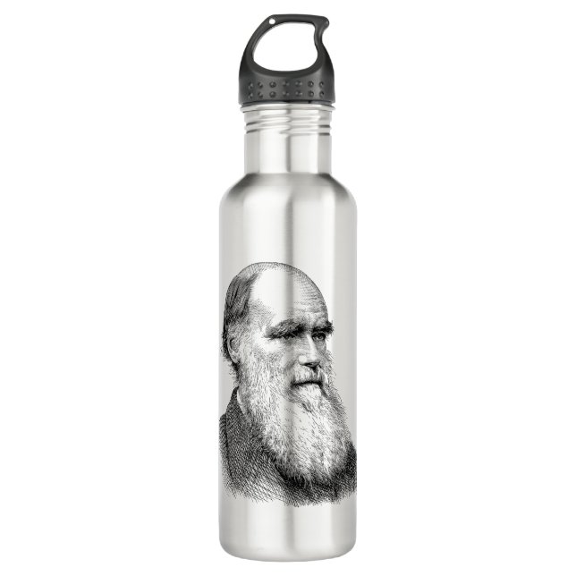 Darwin Portrait Evolution/ Charles Darwin Stainless Steel Water Bottle (Front)