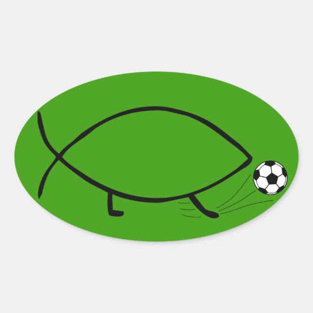 Darwin Soccer Kick Oval Sticker (Front)