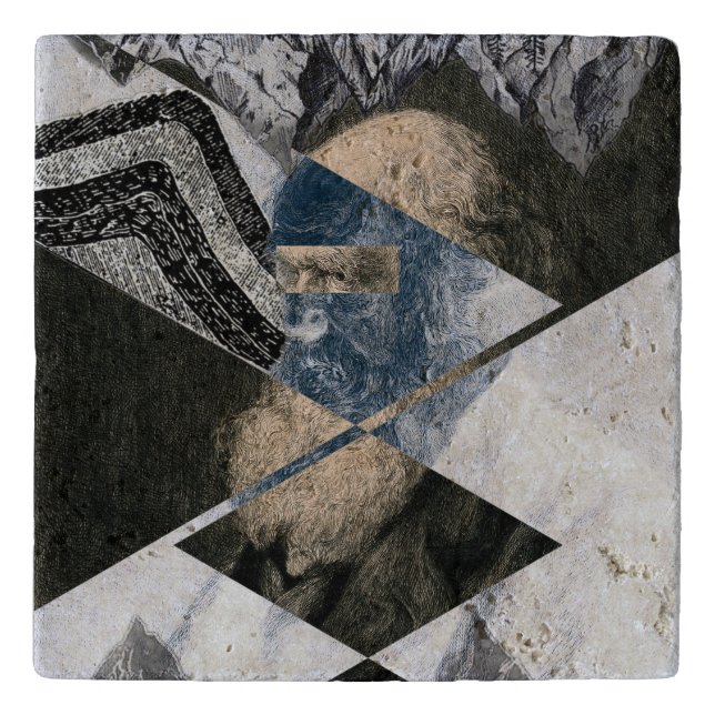 Darwin Was a Geologist Natural Stone Trivet (Front)