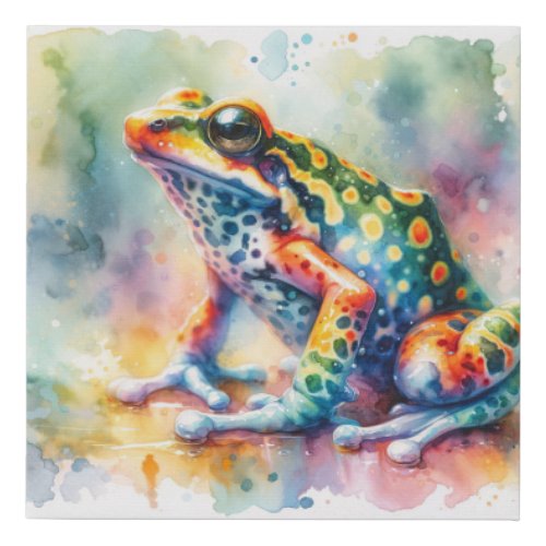 Darwins Frog in Watercolor Colors AREF760 _ Waterc Faux Canvas Print