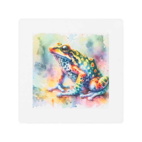 Darwins Frog in Watercolor Colors AREF760 _ Waterc Metal Print
