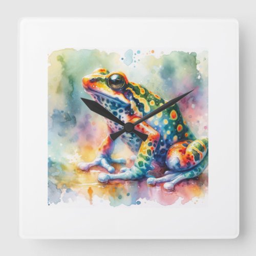 Darwins Frog in Watercolor Colors AREF760 _ Waterc Square Wall Clock