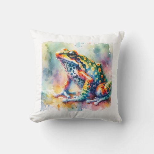 Darwins Frog in Watercolor Colors AREF760 _ Waterc Throw Pillow
