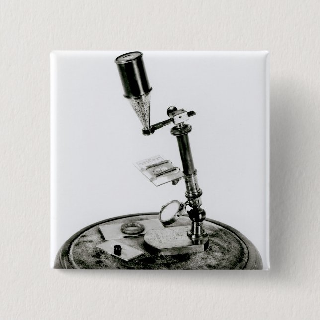 Darwin's microscope pinback button (Front)