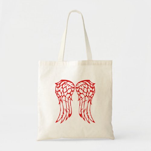 Daryl Dixn Red  White Wings Tote Bag