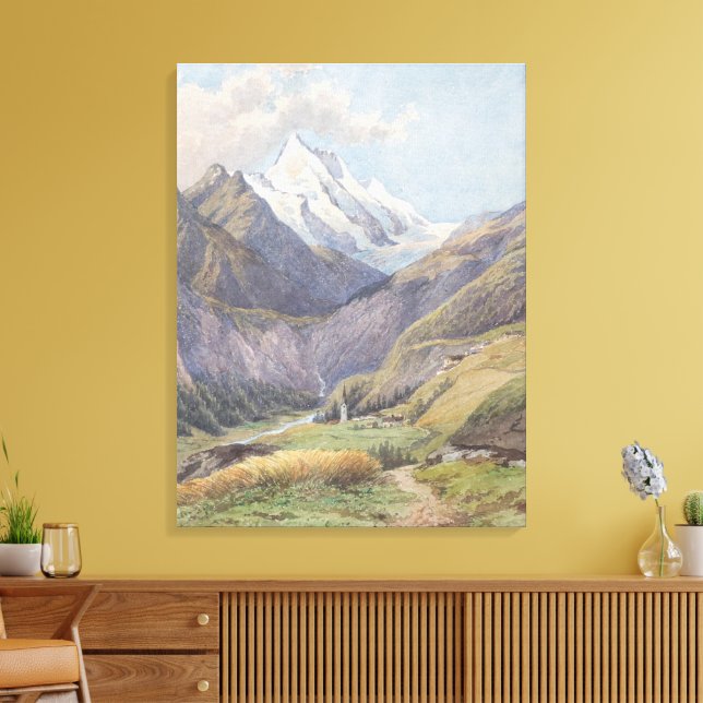Das Mölltal mit dem Großglockner – Carl Lafite Canvas Print (Insitu(LivingRoom))