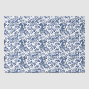 Daschund Dog Blue Toile Pattern Tissue Paper
