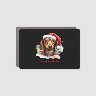 Daschund Dog Christmas Santa Hat Xmas Light Woofy Car Magnet
