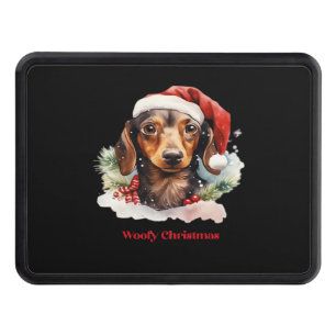 Daschund Dog Christmas Santa Hat Xmas Light Woofy  Hitch Cover