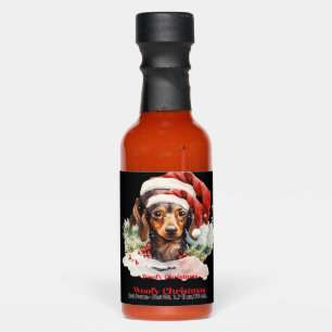 Daschund Dog Christmas Santa Hat Xmas Light Woofy Hot Sauces