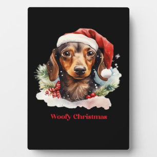 Daschund Dog Christmas Santa Hat Xmas Light Woofy  Plaque