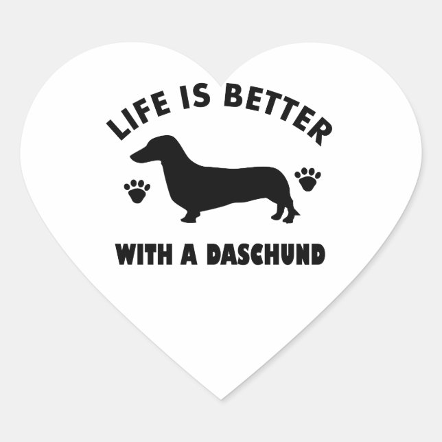 daschund dog design heart sticker (Front)