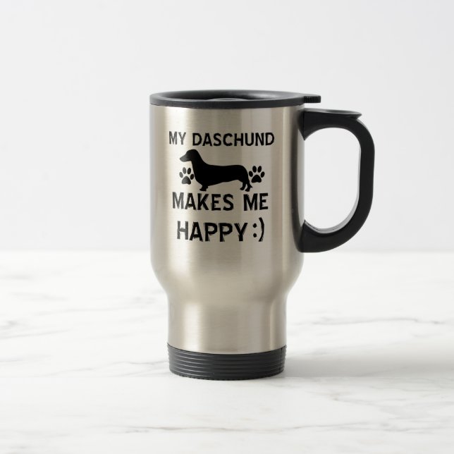 Daschund dog designs travel mug (Right)