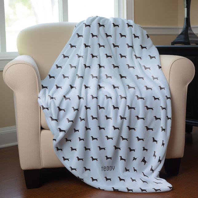 Daschund Dogs Pattern Fleece Blanket (Creator Uploaded)