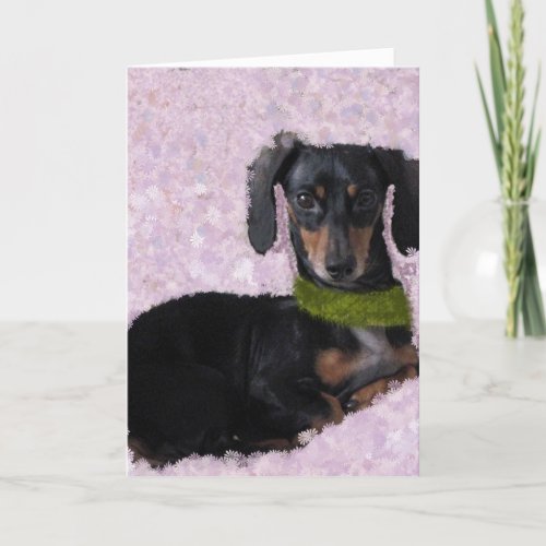 daschund pink thank you card