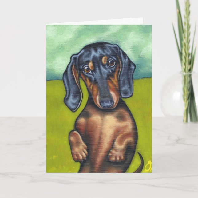 Daschund Puppy love greeting card (Front)