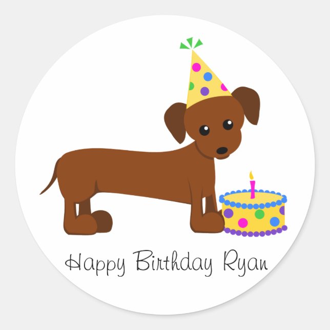 DaschundBDay Classic Round Sticker (Front)