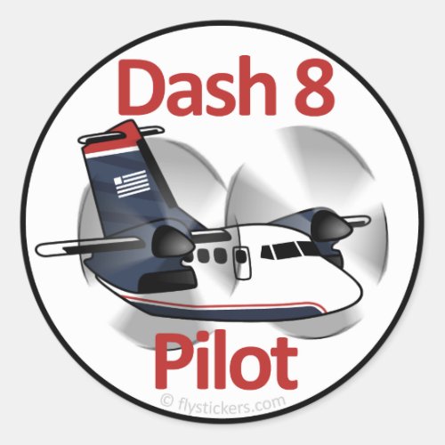 Dash 8 Pilot USAir Express Classic Round Sticker