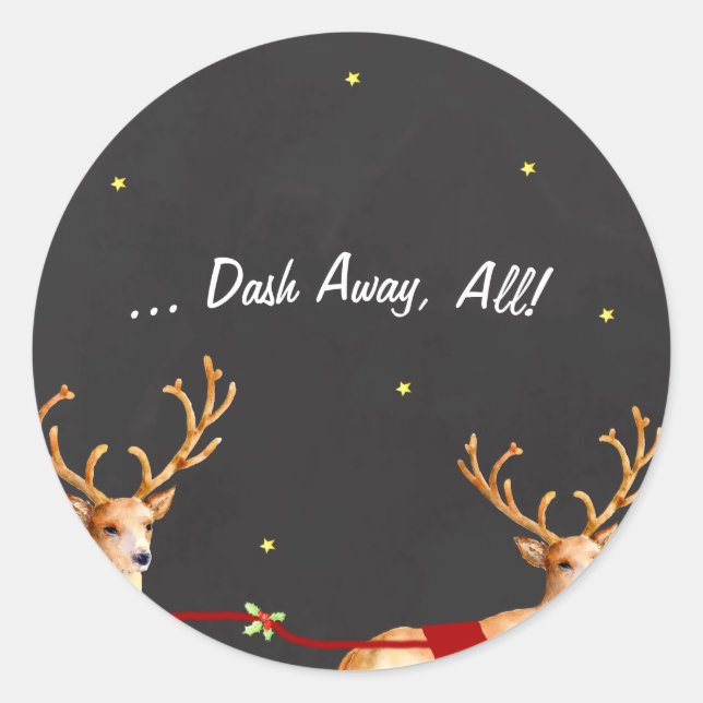 Dash Away, All! Christmas Reindeer Sticker (Front)