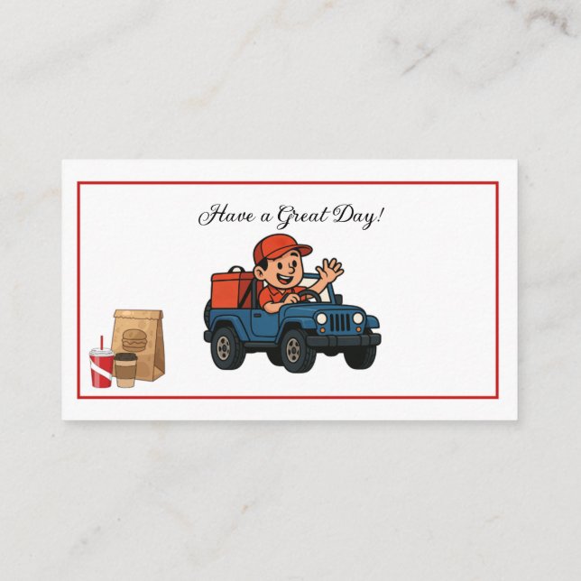 Dash Delivery Driver Thank You Business Card (Back)